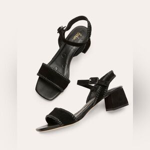 Boden Suede Block Heel Sandals Black Size 40 / US 9